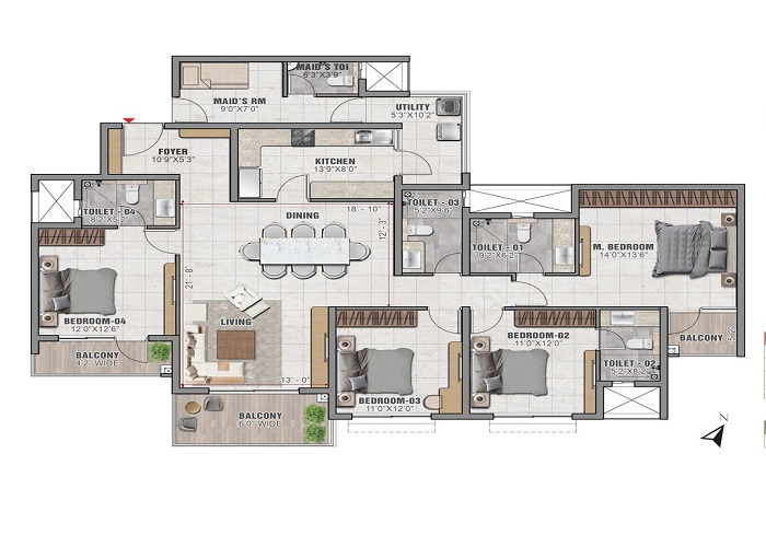 Prestige Elm Park 4 BHK Floor Plan